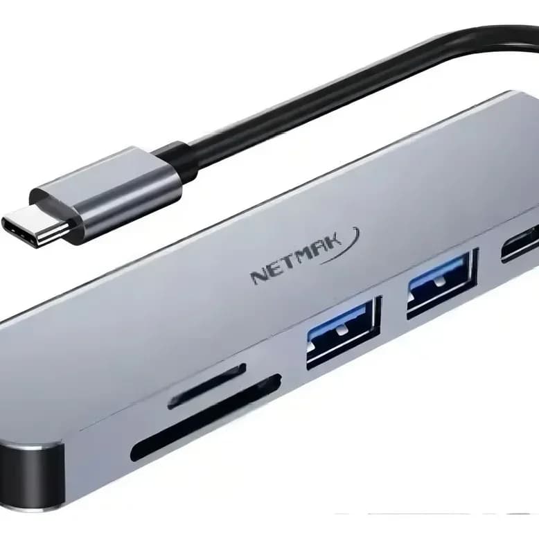 ADAPATADOR HUB USB C 6 En 1 TIPO C 4k NETMAK